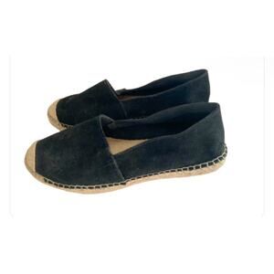 Fabiolas Women's Espadrilles Flats Black Suede Leather Size 39 US 8.5